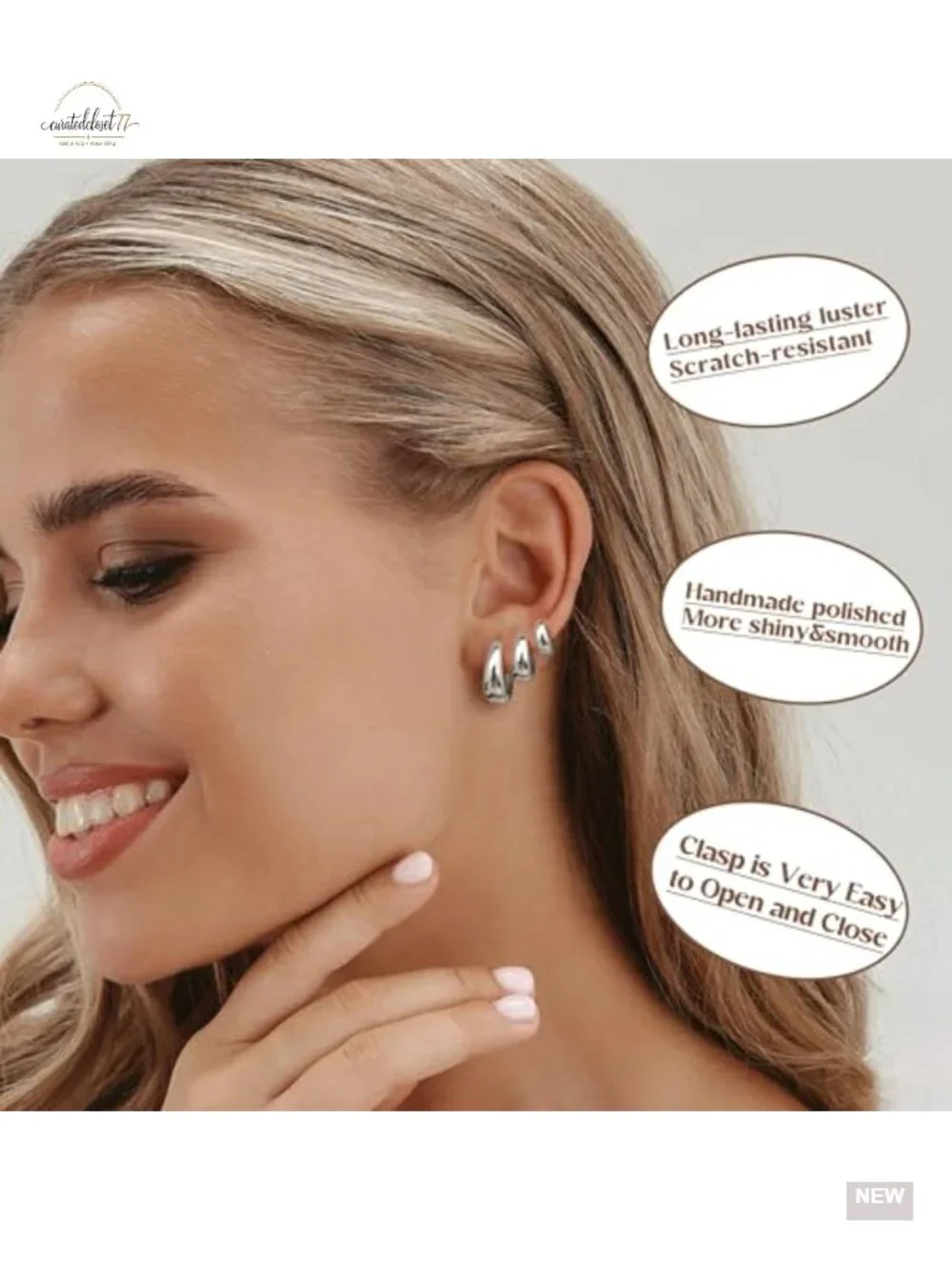 3 Pair 14K Gold Filled Huggie Hoop Earrings Set for Women Hypoallergenic
